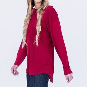 Long Sleeve Easy Tee- Dark Red